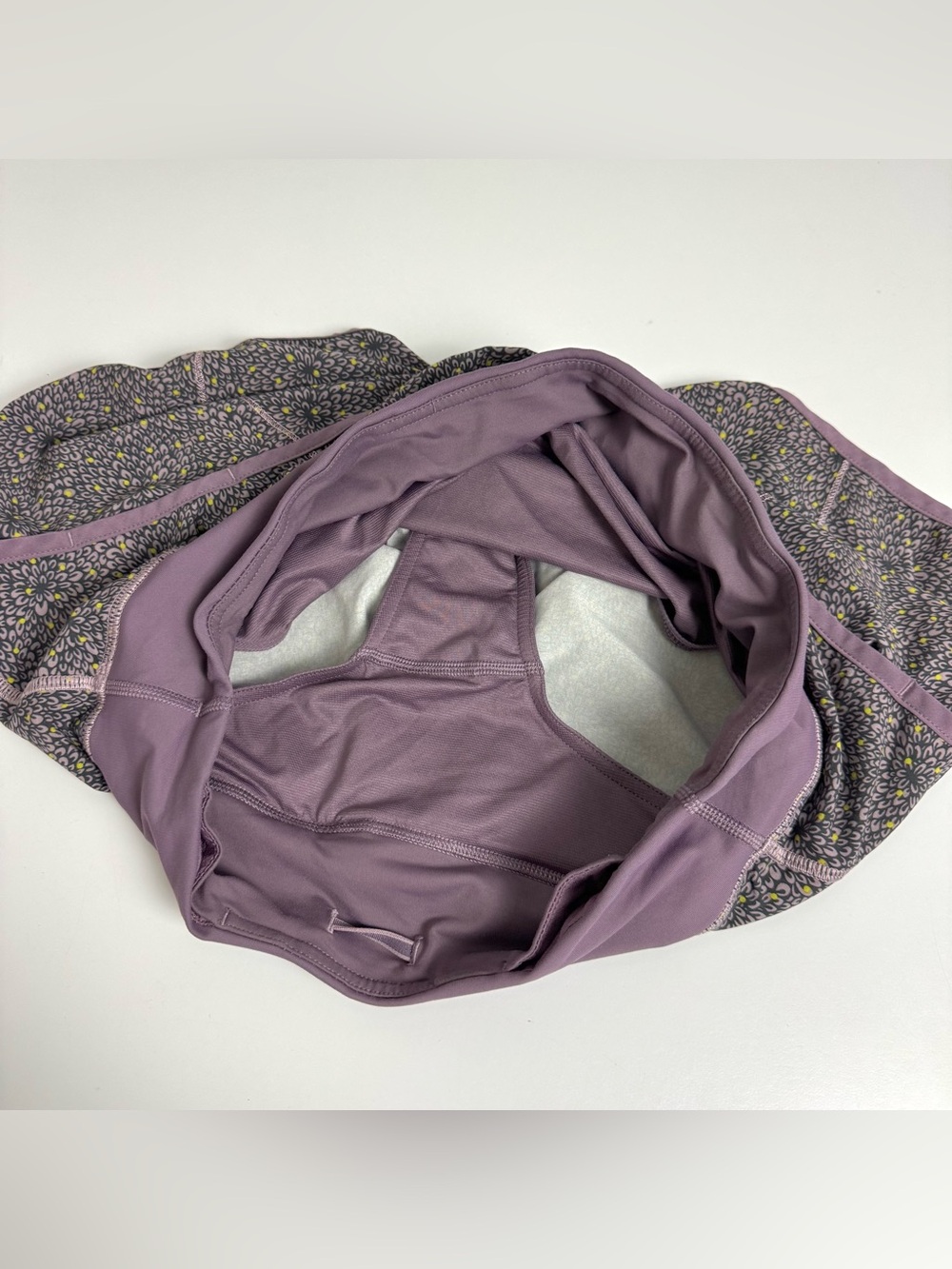 Lululemon 6 Speed Run Shorts Dottie Mum Purple Floral Lined Shorts Back Pocket - Picture 5 of 10